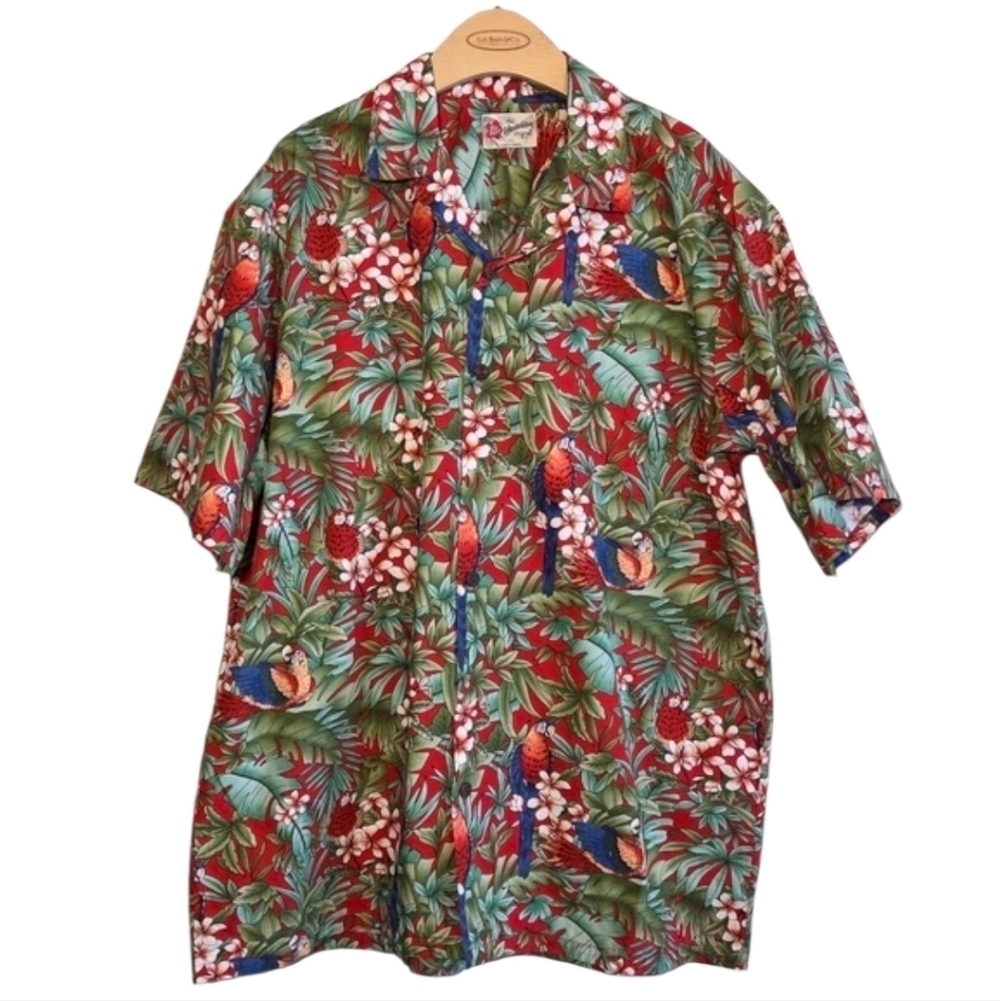 Hilo Hattie The Hawaiian Original Shirt Men's Floral Parakeet Sz 2XL Vacation